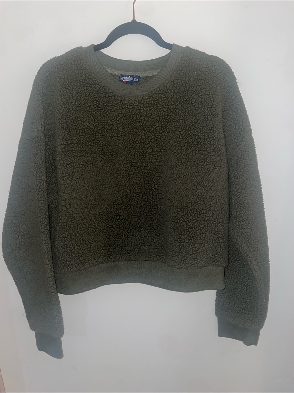 Olive Green Sherpa Crewneck Sweater